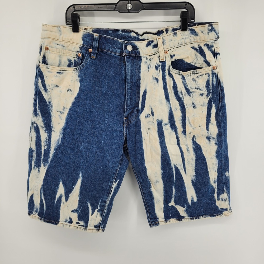 Levi's 502 Denim Shorts Mens 38 Blue Bleached Wash Jean Shorts